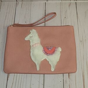 Lauren Conrad LC  Prism Large Wristlet  White Furry Llama